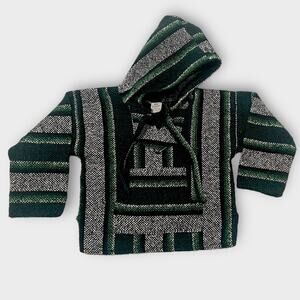 Toddler Baja Hoodie Green Black White Pullover Hooded Sweater Size 2 Boho Surfer